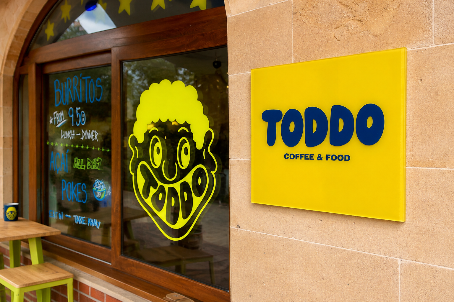 Fachada y cartel de Toddo Coffee & Food